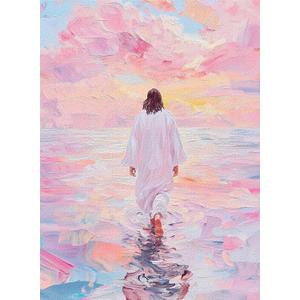 Paint by Numbers for Adults and Kids, Pink Wall Art Religious Christian Painting by Number Kits On Canvas, Jesus Number Artist Paint by Number Kit Funny DIY, Home Wall Decor, Gifts 10X13.78in (YH02157)