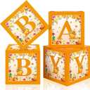 Liliful 4Pcs Little Pumpkin Baby Shower Decorations Baby Shower Boxes Fall Theme Baby Boxes with Letters Baby Letter Boxes Baby Shower Blocks Decoration for Girl Boy Baby Shower Birthday Gender Reveal