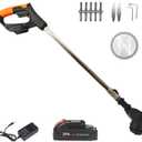 1500W Portable Lawn Trimmer, Electric Stringless Weed Wacker, 90 Adjustable Head Angle, Stingless Lightweight Grass Weedeater Blades for Dense Weeds and Garden Yard Trimming (Black(24V Battery))