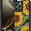 Fiyart Designed for iPhone 16 Pro Case Cute Sunflower Flowers Design Compatible with MagSafe,Soft Bumper with Hard PC Back Anti-Scratch Phone Cover for Women Girls 6.3"-Yellow