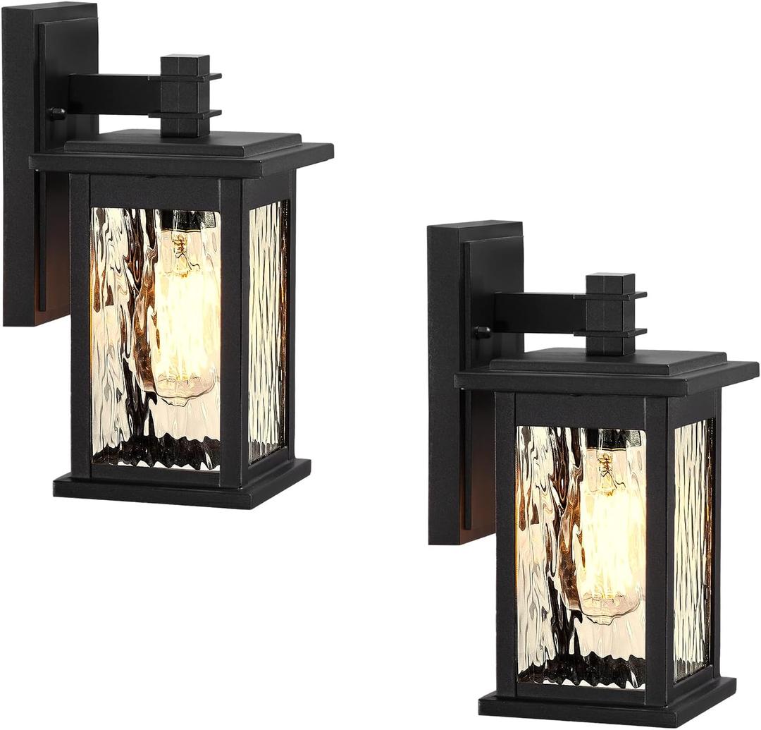 Outdoor Sconce Lights Black Aluminum Outside Light Fixtures for House Waterproof Outdoor Porch Light 2-Pack E26 Socket
