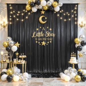 10x10ft Black Sequin Backdrop Curtain for Parties Glitter Photo Backdrop Wrinkle Free Polyester Drapes Shimmer Back Drop for Wedding Birthday Baby Shower Photography Shiny Background 2 Panels 5x10ft