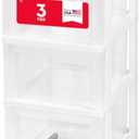 IRIS USA Plastic Drawer Storage Organizer Rolling Cart, with Wheels Casters, 3-Drawers, for Classroom Art Craft Supplies Dresser Closet Bathroom Laundry Room, White/Clear