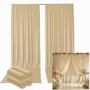 leegleri 20ftx12ft Wrinkle Free Beige Backdrop Curtain, 4 Panels 12FT Height Beige Wedding Backdrop Drapes, Silky Polyester Back Drop Cloth for Birthday Photography Background Party Backdrop Draping ((W)5ft x (H)12ft (4 Panel))