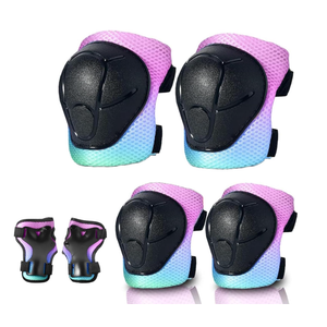 Gradient Color Kids Protective Gear Set Knee Pads for Kid 2-14 Years,W/ Adjustable Strap Kids/Youth Knee Pads Elbow Pads Wrist Guards Set for Inline Roller Skates,Cycling,BMX Bike,Skateboard,Scooter (Small(3-6Years), Candy)