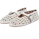 Beauty Cry Women's Mesh Ballet Flats Mary Jane Buckle Strap Perforated Ballerina Flat Shoes 9.5 White