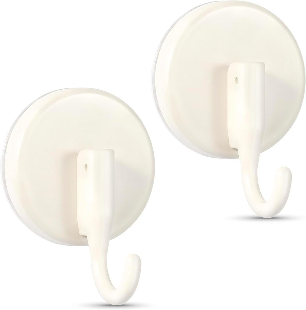 OUTXE Wreath Hanger for Front Door, Upgraded Suction Cup Reef Hook for Glass Window/Over Door, Christmas/Thanksgiving/Halloween/July 4th/Easter/Valentine/Spring/Summer/Fall (White, 2-Pack)