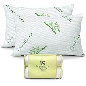 OMEO 2 Pack King Size Rayon Derived from Bamboo Pillow for Sleeping Shredded Memory Foam Bed Pillows for Side, Back and Stomach Sleepers, Soft, Cooling, Adjustable and Washable Cover 20" x 36"