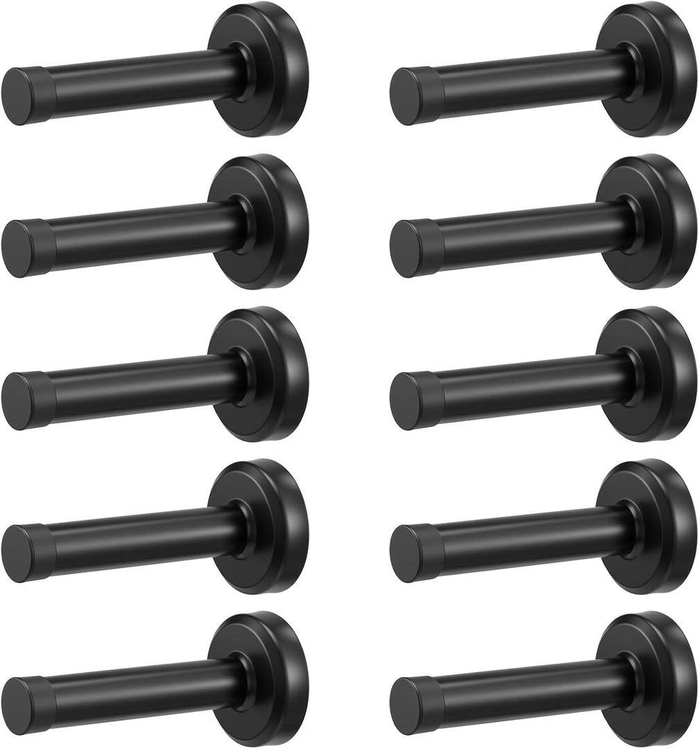 10 Pack Door Stoppers 304 Stainless Steel 3.7 Inch Matte Black Door Stop with Rubber Tips Bumper Sound Dampening Wall Mounted Doors Holder Protection for Home Office