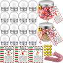 Suclain 16 Set Christmas Reindeer Food Jar Filled Attached Paper Card Bells and Twine Christmas Eve Tradition Present Gift for Xmas Party Favor(Spherical)
