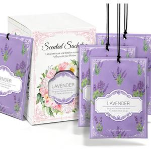Lavender Sachets for Drawers and Closets - 12 Pack Long Lasting Odor Eliminator Bags, Natural Fresh Scent for Wardrobe, Storage, Car & Home, Air Freshener Sachets
