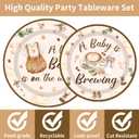 96Pcs Coffee Theme Baby Shower Tableware Set - Coffee A Baby Is Brewing Paper Plates Napkins Forks A litte Bean Is On The Way Gender Reveal Party Supplies Serve 24 Guests