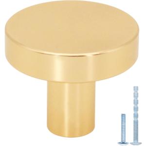 10 Pack Gold Kitchen Cabinet Knobs Brushed Brass Cabinet Knobs, Solid Gold Knobs for Dresser Drawer Knobs, Round Single Hole Knob for Cabinets and Drawers 10 Pack Gold Kitchen Cabinet Knobs Brushed Brass Cabinet Knobs, Solid Gold Knobs for Dresser Drawer Knobs, Round Single Hole Knob for Cabinets and Drawers