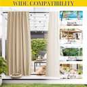 NICETOWN 2 Panels Outdoor Curtains for Patio Waterproof, Top & Bottom Fixed Waterproof Outdoor Drapes with Free Rope, Privacy Sun Blocking Shades for Gazebo, Pergolas, Biscotti Beige, W52 x L84