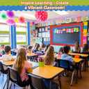 4 Rolls 131.2Ft Glitter Bulletin Board Borders  Colorful Scalloped Classroom Border for Bulletin Board Trim  DIY Classroom Decor for Teachers, School and Office, Class Decorations