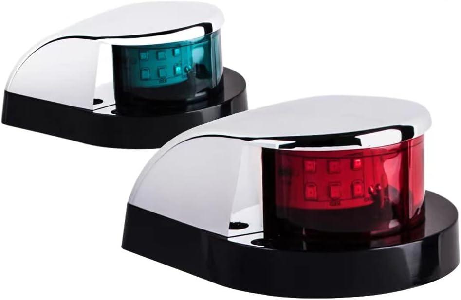 LED Boat Navigation Light Red and Green LED Marine Navigation Light Boat Bow Light for Pontoon and Small Boat (Silver New Version)