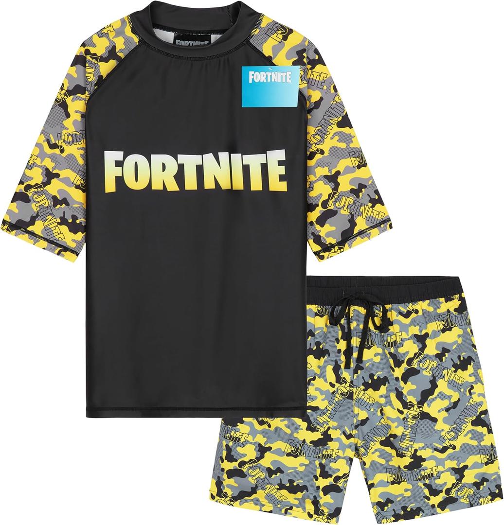 Get Trend Minecraft |Pokemon Swim Suits Rash Guard Bathing Suit Set 2 Pcs Holiday Essentials Pool (13 Years, Yellow Fortnite)