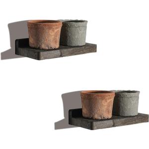 Freezing point Small Floating Shelves for Wall Set of 2 Natural Wood 8×4Inch Wall Shelf Mini Corner Shelf Decor Plant Display Mounted Kitchen Bathroom Bedroom Decorative Storage Tiny Stand, Brown 