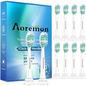 Aoremon Toothbrush Replacement Heads for Philips Sonicare C2 Electric Toothbrush Heads fit for Phillips Sonicare Protectiveclean 4100 5100 6100 5300 9900 Brush Head for G2 C1 G3 W, 10 Count