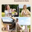 Paruu Portable Bottle Warmer for Travel, Easy-Clean Wide Mouth, Portable Milk Warmer with Fast Heating for Night Feeding, 7-Temp Control, Large 12oz Capacity, Ideal Gifts for New Parents, Pink