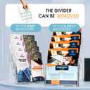 MaxGear Acrylic Brochure Holder 8.5 x 11 inch, 4 Tier Clear Literature Organizer Magazine Stand Display with Removable Divider for 4 x 9 inch Brochures, Pamphlet, Wall Mount or Countertop, 4 Pack