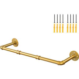 Industrial Gold Pipe Clothing Rack, Wall Ceiling Mounted Clothes Garment Rack 30'', Iron Golden Pipe Clothes Hanging Bar, Heavy Duty Metal Rod for Retail Display Closet Storage