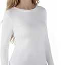 Womens Long Sleeve Thermal Shirts, 2025 Fall Winter Crew Neck Shirt for Women, Stretch Basic Tight Long Sleeve Underwear Tops (White, M)