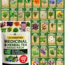 HOME GROWN Herb Seeds 32 Medicinal Herbs and Tea Variety Pack – Annual & Perennial Herb Seeds for Planting Indoors & Outdoor – NonGMO, Heirloom Seeds, Easy to Grow, High Germination Garden Kit