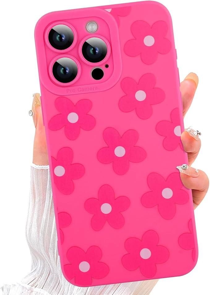 ZIYE for iPhone 14 Pro Max Case Flower Floral Pattern for Women Girls Slim Soft TPU Camera Protection Cute Cover Designed for iPhone 14 Pro Max 6.7 Inch Pink