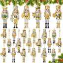 2 x Cunno 18 Pcs Christmas Nutcracker Diamond Art Ornaments 5d DIY Painting Keychains Kits Gifts Full Drill Hanging Pendant Charms with Tool for Adult Holiday Party Decoration(Cute,Gold Silver)