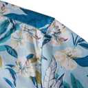 TUNEVUSE Men Floral Shirt Short Sleeve Button Down Flower Shirt Summer Beach Hawaiian Shirt Cotton (Blue, XL)