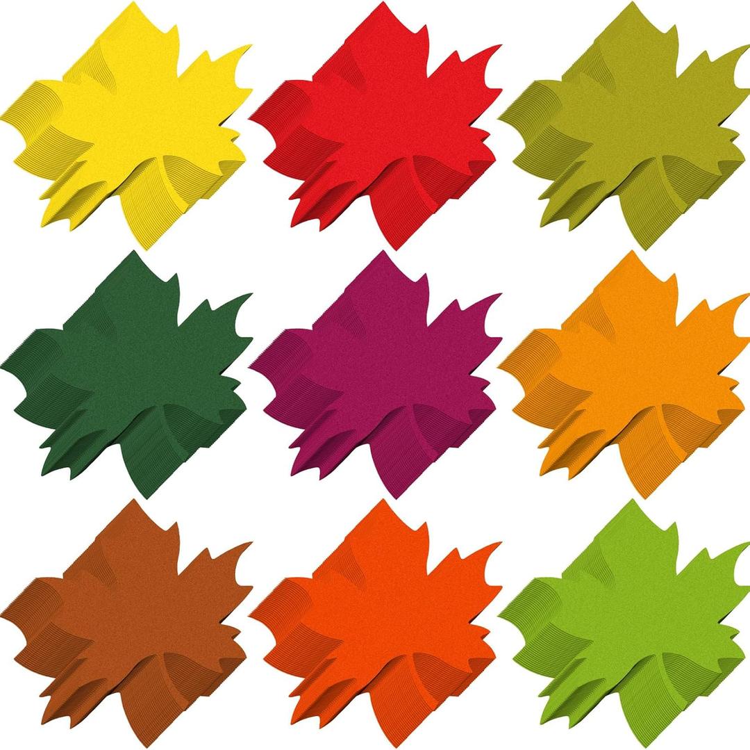 Kisston 360 Pcs Fall Leaf Cutouts Paper 3.9 Inch Leaf Cutouts for Bulletin Board Autumn Colored Maple Leaves Shaped Die Cuts for Thanksgiving DIY Craft Projects Classroom Decor