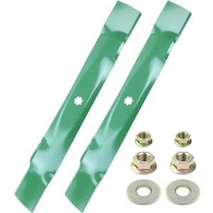 GELASKA GY20850 Mower Blades with Blade Nuts Fits John Deere 42 Inch Mower Blades D110 D100 D105 D130 E120 S100 S120 E100 LA115 LA105 Replaces AM141033 GX22151 UC21583, 2 Pack High Lift