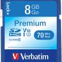 Verbatim 8GB Premium SDHC Memory Card, UHS-I V10 U1 Class 10, Blue (96318)