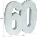 3D Glitter Table Number “60” Table Centerpiece Decoration for Theme Birthday Party Supplies, 1 PC Silver