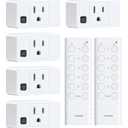 Wireless Remote Control Outlet, 200FT Long Range Remote Light Switch, Mini Remote Outlet Plug, 15A/1875W High-Power for Lamps, Lights, Household Appliances, FCC & ETL Listed (5 Outlets + 2 Remotes)