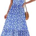 AUSELILY Womens Summer Dresses 2026 Sleeveless Maxi Dress Square Neck Casual Tiered Long Dress with Pockets 3XL