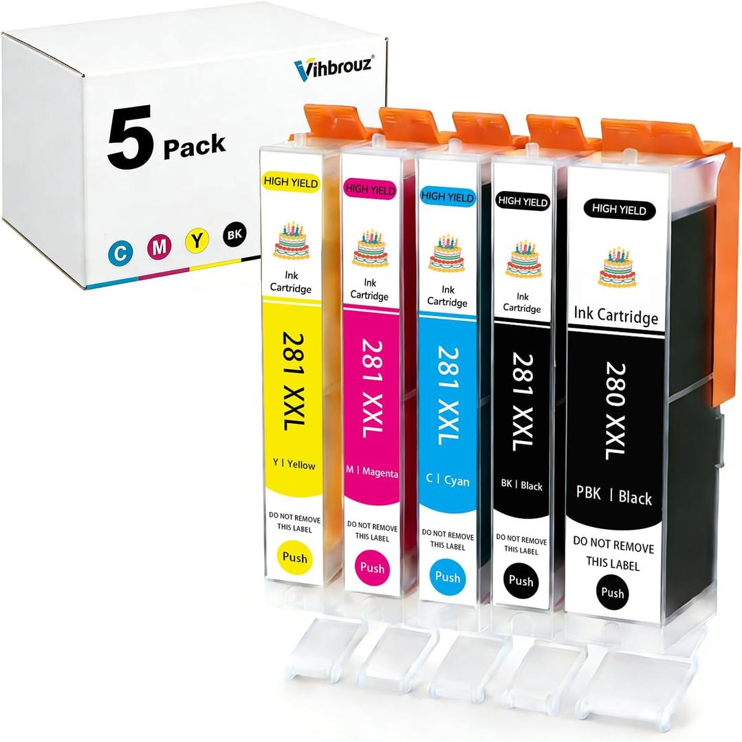 Refillable PGI-280XXL CLI-281XXL 280XL 281XL Compatible Ink Cartridges Replacement for Canon Printer TS702 TR8620a TS6120