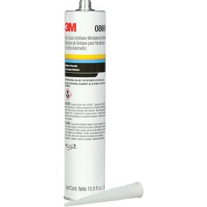 3M Auto Glass Urethane Windshield Adhesive, 08693, Medium Viscosity, High-Strength, Fast-Curing, 310 mL/10.5 fl oz Cartridge , Black