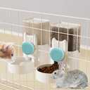 kathson Rabbit Gravity Auto Feeder Set 35oz Hanging Automatic Food Water Dispenser Cage Automatic Feeder Set for Rabbit Chinchilla Guinea Pig Hedgehog Ferret Kitty Puppy (Blue)