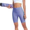 SEEMLY High Waisted Yoga Shorts for Women Tummy Control Fitness Athletic Workout Running Shorts with Deep Pockets (Purple, XL)