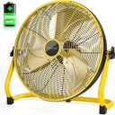 16" Battery Operated Floor Fan, 20000 mAh Large Rechargeable Cordless Fan for Camping Gazebo Chicken Coop Greenhouse Hurricane Home (High Velocity 2500 CFM) (Yellow and Black)