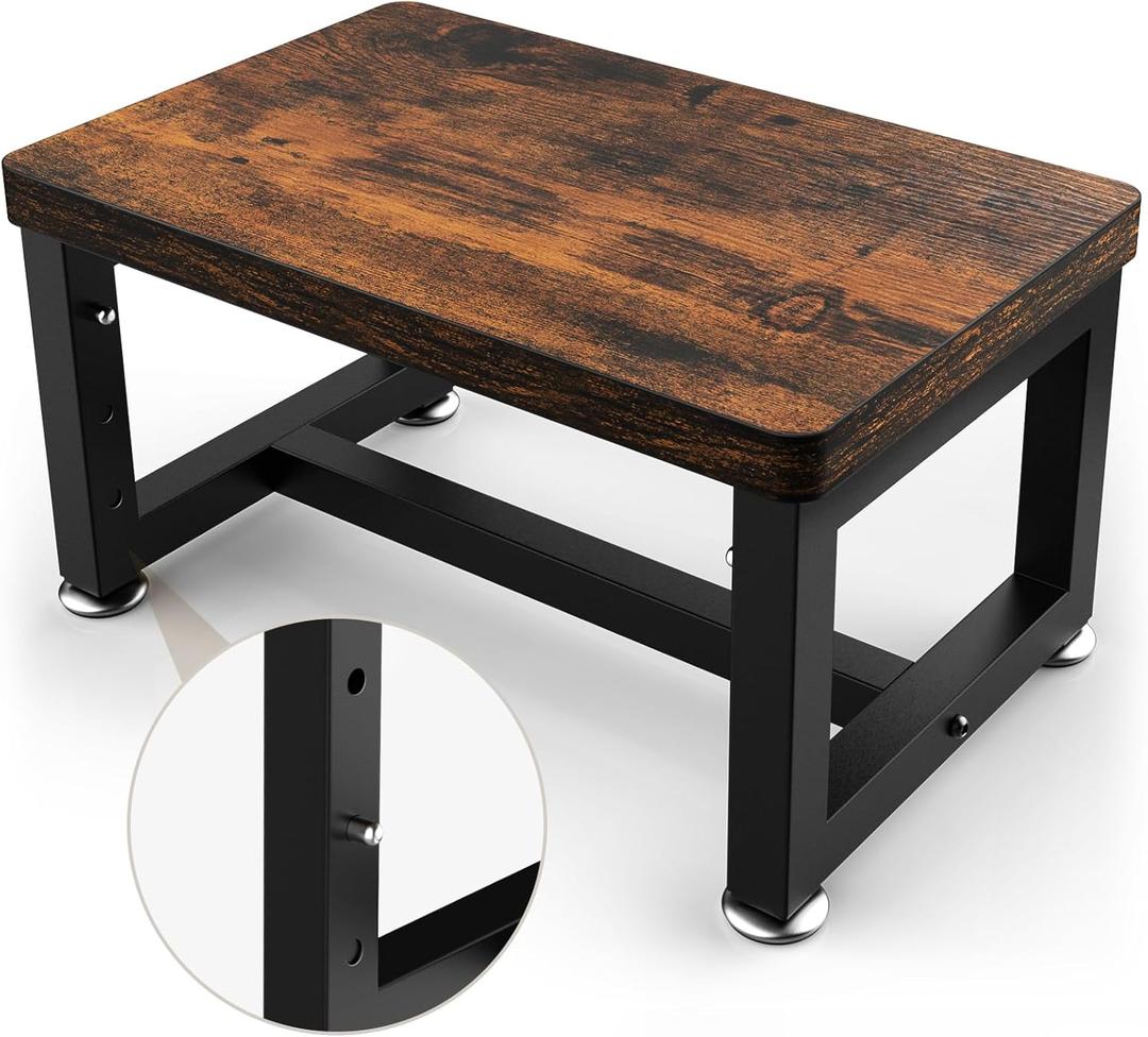 Step Stool, Height-Adjustable Wooden Step Ladder Metal Foot Stool, Small Kitchen Stool Helper for Toddler Adults Elderly, One-Step Chair for Home Bedside Bathroom Sink Potty-Black Step Stool, Height-Adjustable Wooden Step Ladder Metal Foot Stool, Small Kitchen Stool Helper for Toddler Adults Elderly, One-Step Chair for Home Bedside Bathroom Sink Potty-Black