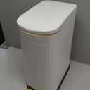 Slim Bathroom Can with Soft Close Lid Stainless Steel Garbage Can Step  Bin with Removable Inner for Bedroom, Office, Kitchen (Matt White, 3.5 Gallons)