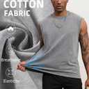 Arssm Sleeveless Shirts for Men Tank Tops Cotton Acid Wash Tees Muscle Workout Running Tank Tops (Beige, L)