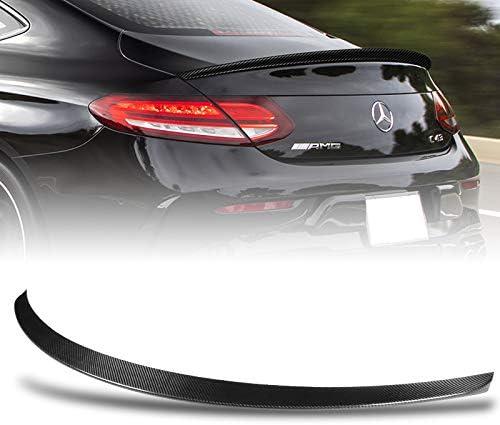Carbon Fiber AMG-Style Lift Gate Trunk Spoiler for 2017-2021 Mercedes-Benz C-Class (W205) Coupe Only, Black, Rear