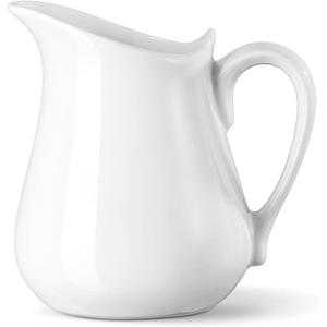Cream Pitcher 17 OZ Ceramic Cream Pitcher with Handle, White Sauce Pitcher Porcelain Milk Pourer for Sauces, Jam, Coffee