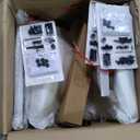 KISLOT Dining Chairs Set of 6, Upholstered Modern Kitchen Chairs with Ergonomic Backrest, Fabric Cushion Seat & Wire Drawing Metal Legs for Living Room, Restaurant, and Caf, White, 2Boxs