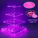 Cupcake Stand, 4-Tier Square Cupcake Holder with LED Light String, Acrylic Cupcake Tower Display-Dessert Tower-Pastry Stand-Cupcake Tier Stand for Wedding, Birthday Party ( Pink Light)