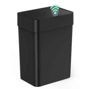 Cesun Bathroom Can with Lid, 4 Gallon Motion Sensor Garbage Can Automatic Touchless Cans, Slim Plastic Smart Waste Basket for Bedroom, Office, Living Room, Black